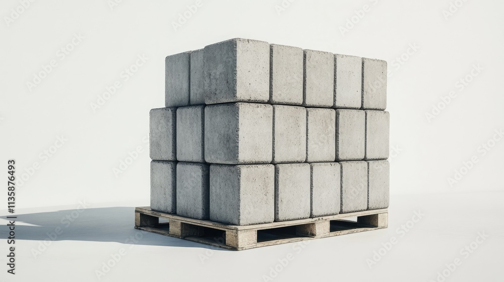 Stack of Concrete Blocks on a Wooden Pallet in a Minimalist Setting ...
