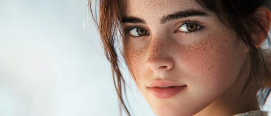 Wall Mural - portrait of a young person with freckles