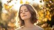 © Priya - woman with eyes closed in a serene autumn scene