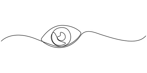 Eye sign in continuous line drawing style. Line art of human eye sign. Vector illustration. Abstract background, Single continuous one line art female watch eye, Eye sign in continuous line drawing. 