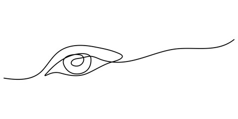 Eye sign in continuous line drawing style. Line art of human eye sign. Vector illustration. Abstract background, Single continuous one line art female watch eye, Eye sign in continuous line drawing. 