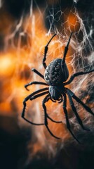 Close-up of spider on web with