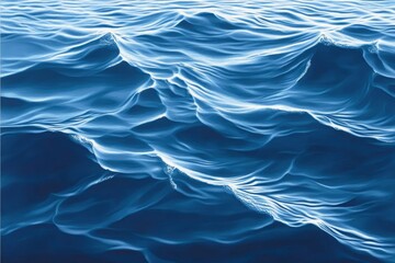 Wall Mural - serene waves of deep blue ocean water with gentle currents and shimmering reflections capturing the 