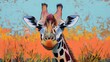 © Infinity - Vibrant Giraffe Portrait: African Wildlife Painting