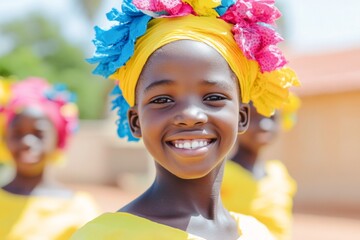 Joyful Childrens Day Parade in Central African Village - Celebrating Culture, Unity, and Tradition