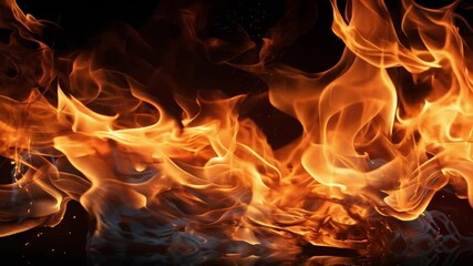 Aufkleber - Fiery Inferno:  A mesmerizing close-up of blazing flames, dancing and twisting in a hypnotic display of raw power and energy. The intense orange and yellow hues illuminate the darkness.