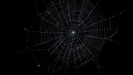 Spiderweb On Black Darkness - Halloween Background - Real Cobweb
