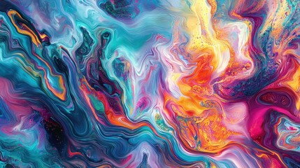 Wall Mural - A digital abstract piece with vibrant, flowing patterns, creating a dreamlike and fantastical sense of wonder.