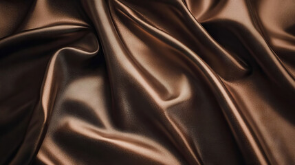 silk fabric background with rich texture and flowing drapes in color 2025 pantone mocha mousse