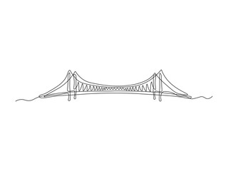 Abstract Bridge,  continuous single line art drawing sketch, logo