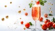 © suraida - Refreshing Sparkling Cocktail Celebration with Cherry Tomatoes Modern Bar Beverage Photography Clean Aesthetic Upbeat Vibe