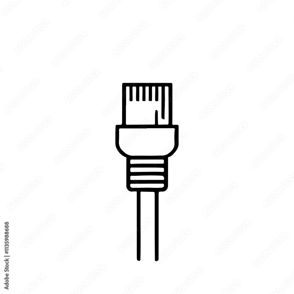 cable ethernet as a simple single icon logo black and white vector ...