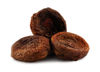 Wall Mural - Dark mountain dried apricots isolated on a white background. Delicious and healthy dried apricots.