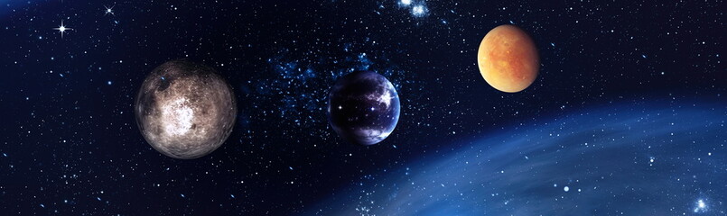 Wall Mural - fiery explosion in space. abstract illustration of universe. space background. bright star nebula. d