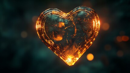 Wall Mural - A glowing heart-shaped orb, containing a fiery, anatomical heart.