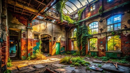  Abandoned Building Urban Exploration Photography: Decaying Structures, Rusty Metal, Graffiti Art, Dark Interior, Crumbling Walls, Industrial Ruins