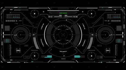 Leinwandbilder - HUD futuristic high tech digital screen. Virtual reality display interface monitoring technology 4K motion.