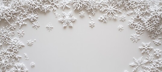 Wall Mural - Winter Snowflakes on Light Gray Blurred Background