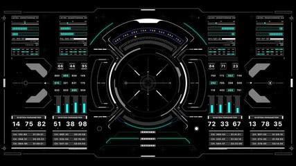 Leinwandbilder - HUD futuristic screen camera recording interface data  monitoring UI frame. Scifi display frame for game, drone 4K motion.