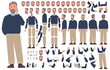 © tynyuk - Mature man character constructor. Set of different positions of arms legs head and body for creating animation and your own illustrations. DIY kit. Vector illustration