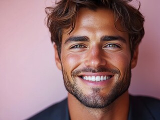 Confident businessman with a suit and a smile in a studio background, He looking at the camera