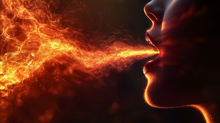 Aufkleber - Explosive sound waves emanating from a fiery mouth abstract environment digital art dramatic viewpoint intense concept