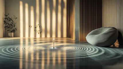 Aufkleber - Soothing room with tuning fork resonating minimalist interior relaxation space modern design peaceful ambiance