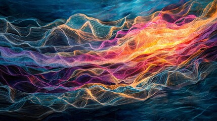Poster - Dynamic light waves dazzling in colorful patterns abstract art modern digital artwork creative design environment