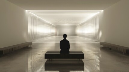 Poster - Rhythmic speech visualization contemporary space art installation minimalist environment elevated perspective sound concept