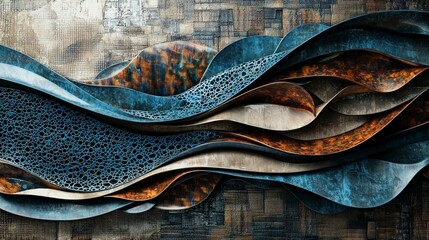 Poster - Elegant sound waves and unique patterns in modern art installation urban gallery abstract design contemporary setting