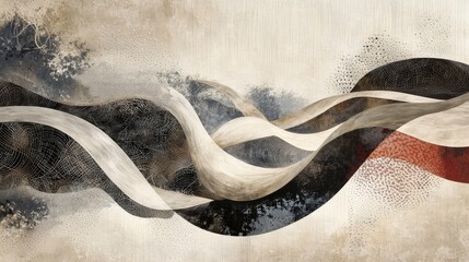 Poster - Elegant sound waves and unique patterns in abstract art digital creation artistic environment creative viewpoint