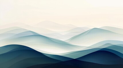 Poster - Dynamic soft gradient waves abstract landscape digital art serene environment aerial view elegant representation