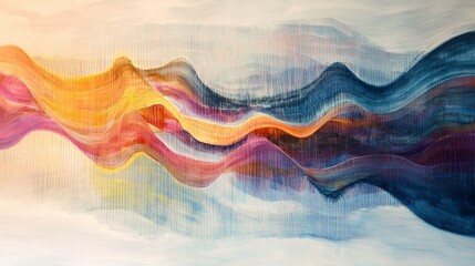 Aufkleber - Graceful sound waves in vibrant colors abstract art digital artwork contemporary aesthetic concept