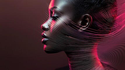 Leinwandbilder - Sound waves emphasizing cultural patterns artistic portrait studio setting close-up view visual concept exploration