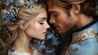 © Dmitry - Two lovers embrace amid delicate blue flowers, creating a magical atmosphere