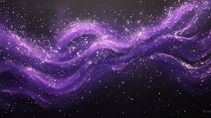 purple magic dust trails with sparkles and glitter. horizontal powder cloud tracks, holi paints, vio