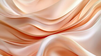 Wall Mural - Abstract flowing fabric waves, soft peach shades.