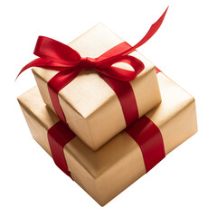 Wall Mural - premium of gold gift box with red ribbon bow for decoration advertising template design.anniversary 