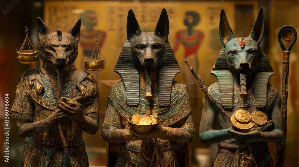 Ilustración de Stock Egyptian gods Anubis, Ra, Amon and Osiris. Ancient ...