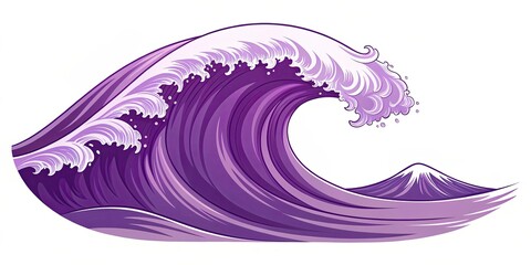 Poster - A purple wave with a mountain in the background