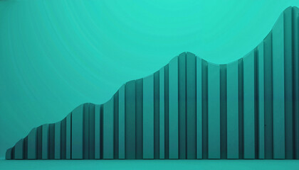 Wall Mural - stylish teal business growth graph with ascending bars and copy space