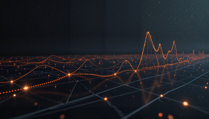 Wall Mural - stylish data visualization with orange and blue lines representing trends in a digital environment