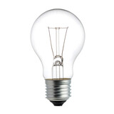 Light bulb with transparent glass isolated on white background
