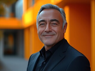 Confident businessman with a suit and a smile in a studio background, He looking at the camera