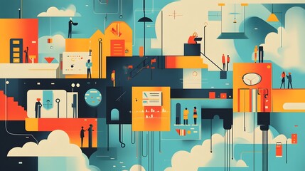 Visualizing Success: Team Collaboration Illustrated Through Flat Design Concepts