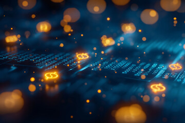 Digital background with binary code. Cryptocurrency concept, electronic money concept. Generative AI