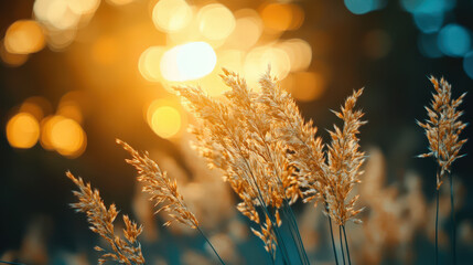 Wall Mural - a field of tall grass with the sun shining on it
