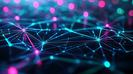 A computer generated image of a network of lines and dots