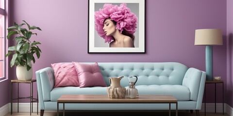 Wall Mural - purple couch and lamp in a room