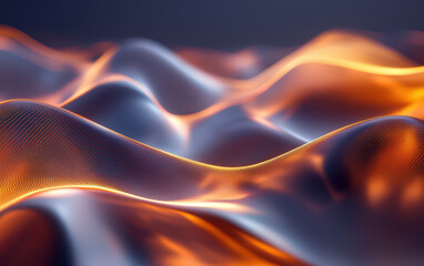 Wall Mural - A series of waves with a bright orange glow